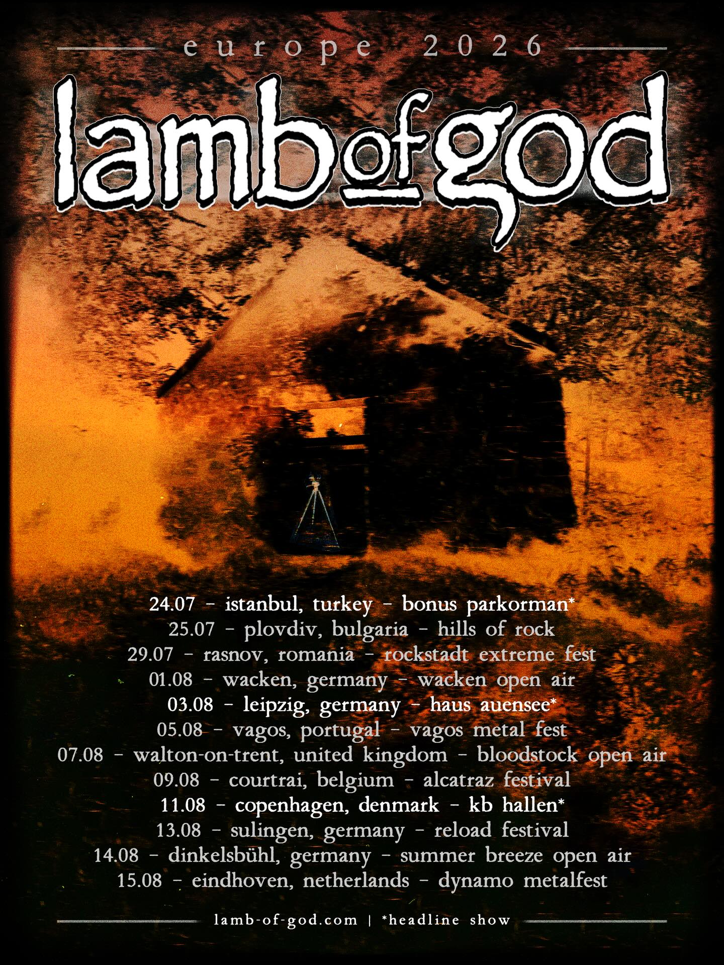 Lamb of God Into the Oblivion Tour Poster 2026